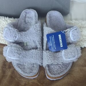 Birkenstock Gray Fuzzy Slippers